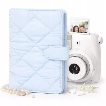 LOVEINSTANT foto album za 108 fotografija kompatibilan s Fujifilm Instax Mini 12 40 11 9 8 7 Evo LiPlay Link, plavi prošiveni