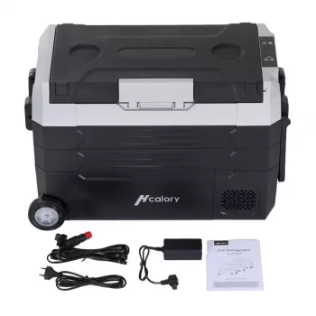 HCALORY D55M+ hladnjak za automobil s Bluetoothom, 55L, kompresor, -20°C do +20°C, DC 12V/24V, AC 100-240V, crni
