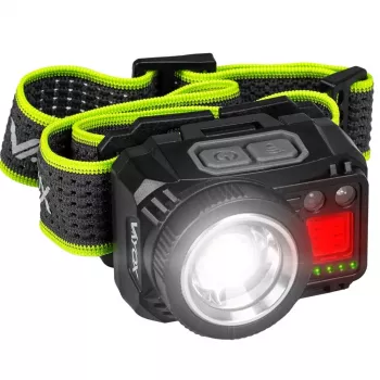 VAYOX VA0098 punjiva naglavna svjetiljka, 500 lm, zoom, senzor pokreta, hibridno napajanje (1200 mAh / AAA)
