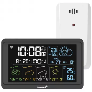 Levenhuk Wezzer PLUS LP80 meteorološka postaja s LCD zaslonom u boji, bežičnim senzorom, crna