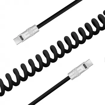 Newell USB-C na USB-C kabel 100W 1,5m silikonski spiralni kabel crni