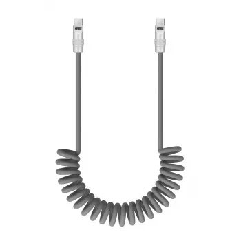 Newell USB-C na USB-C kabel 100W, 1,5m, silikon, spiralni, sivi