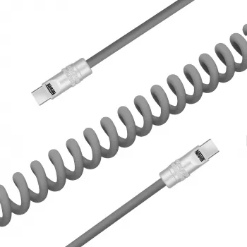 Newell USB-C na USB-C kabel 100W, 1,5m, silikon, spiralni, sivi