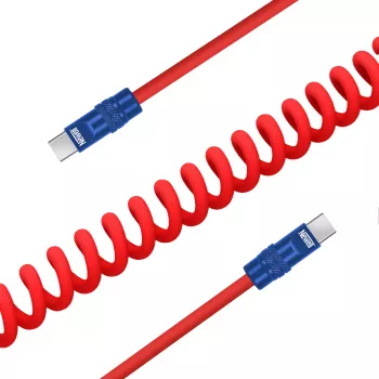 Newell USB-C na USB-C kabel 100W 1,5m silikonski spiralni kabel crveno-mornarskoplavi