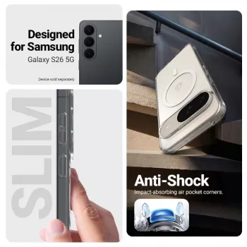 Crong Hybrid Clear Magnetic maska za Samsung Galaxy S26 - kompatibilna s MagSafe (transparentna)