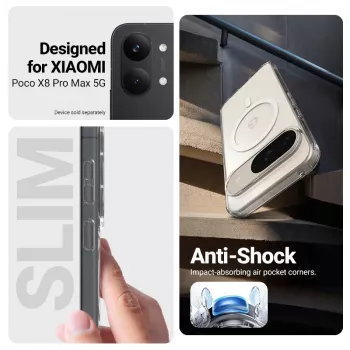 Crong Hybrid Clear Magnetic maska za Xiaomi POCO X8 Pro Max 5G, prozirna, kompatibilna s MagSafe