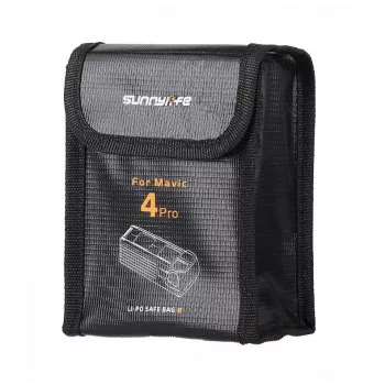 SUNNYLIFE vatrootporna torbica za pohranu baterija za DJI Mavic 4 Pro, za 2 baterije, crna