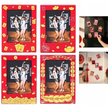 LOVEINSTANT 4x magnetski okvir za fotografije za Instax Mini, crveno-zlatni