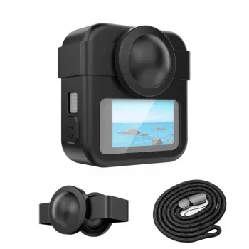 PULUZ 3-u-1 set zaštitna futrola, poklopac objektiva, ručna traka za GoPro Max 2 - crni