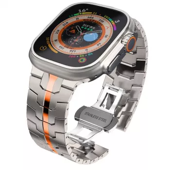 TECH-PROTECT STAINLESS LINE Apple Watch remen 44/45/46/49 mm titan/orange