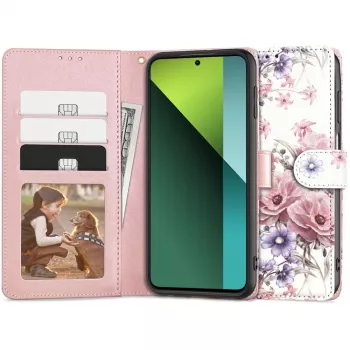 TECH-PROTECT Wallet Case za Redmi Note 13 Pro 5G / Poco X6 5G s pretincem za kartice, cvjetni