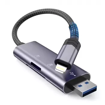 TECH-PROTECT ULTRABOOST čitač kartica SD & Micro SD Lightning & USB sivi