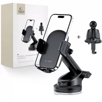TECH-PROTECT V7 univerzalni držač za auto na ploči i ventilaciji crni