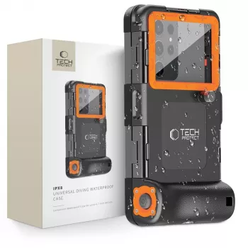 TECH-PROTECT IPX8 univerzalna vodonepropusna maska za ronjenje crno-narančasta