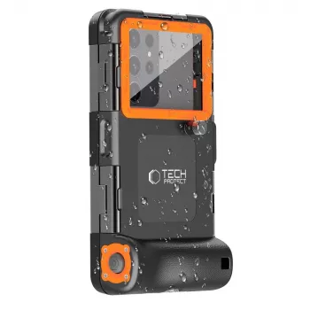 TECH-PROTECT IPX8 univerzalna vodonepropusna maska za ronjenje crno-narančasta