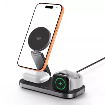 TECH-PROTECT A52 3-u-1 magnetski MagSafe bežični punjač 25W Qi2 crni