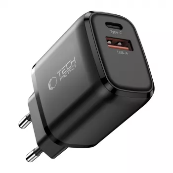 TECH-PROTECT NCA65W-GAN 2-portni mrežni punjač PD 65W / QC3.0 crni