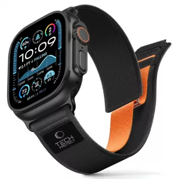 TECH-PROTECT NYLON ELITE Apple Watch 8 / 9 / 10 / 11 / SE / Ultra (44 / 45 / 46 / 49 mm) crno-narančasti