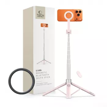 TECH-PROTECT L10S MagSafe Bluetooth selfie stick stativ ružičasto/sivi
