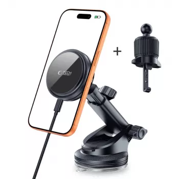 TECH-PROTECT V9 ARCTICBOOST Magnetic MagSafe bežični punjač za automobil 25W Qi2.2, crni