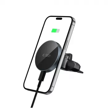 TECH-PROTECT MM15W-V5 magnetski MagSafe držač za CD i ventilaciju u automobilu, bežični punjač 15W crni