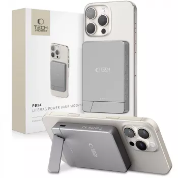 TECH-PROTECT PB14 LIFEMAG MagSafe power bank 5000mAh sivi
