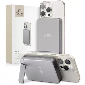 TECH-PROTECT PB15 LIFEMAG MagSafe power bank 10000mAh sivi