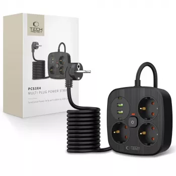 TECH-PROTECT PCS3X4 produžni kabel 2 USB & 2 Type-C & 3 utičnice 200cm crni