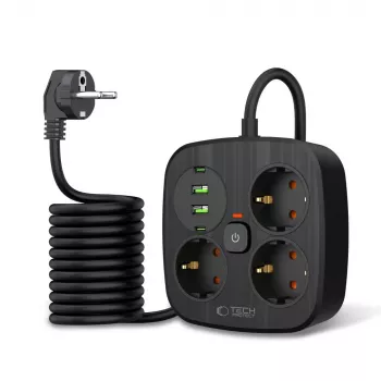 TECH-PROTECT PCS3X4 produžni kabel 2 USB & 2 Type-C & 3 utičnice 200cm crni