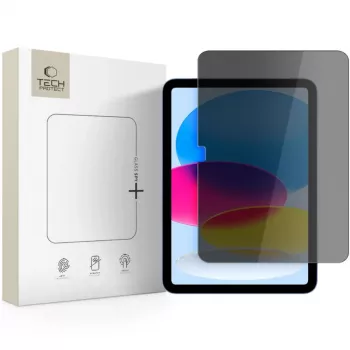Tech-Protect Glass Spy+ zaštita zaslona za privatnost za Apple iPad 10,9 inch (10. generacija 2022) / 11 inch (2025) - kaljeno staklo, dvosmjerna privatnost, tvrdoća 9H, 0,3 mm, oleofobni premaz, bez mjehurića, prozirno