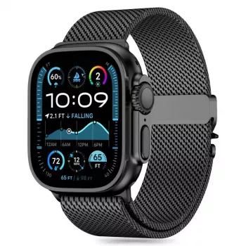 TECH-PROTECT MILANO Apple Watch 8 / 9 / 10 / 11 / SE / Ultra (44 / 45 / 46 / 49 mm) crna čelična mrežasta Milanese Loop narukvica