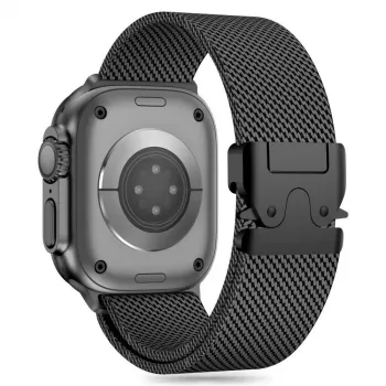 TECH-PROTECT MILANO Apple Watch 8 / 9 / 10 / 11 / SE / Ultra (44 / 45 / 46 / 49 mm) crna čelična mrežasta Milanese Loop narukvica