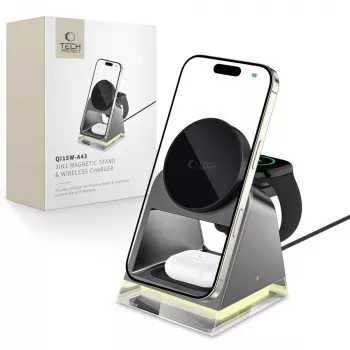 Tech-Protect QI15W-A43 3IN1 MagSafe bežična stanica za punjenje crna