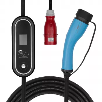 Akyga AK-EC-22 mobilni EV punjač, Type 2, CEE 5-pinski utikač, trofazni, 32 A, 22 kW, LCD, 5 m
