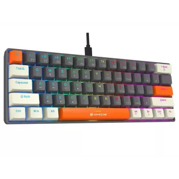 Tracer GameZone Claws 61 žičana mehanička igraća tipkovnica, 60% raspored, plavi prekidači, RGB pozadinsko osvjetljenje, siva