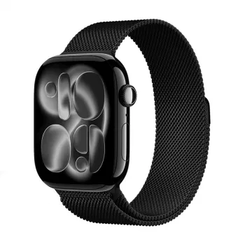 Crong Milano Steel nehrđajući čelični Milanese Loop remen za Apple Watch 38/40/41/42 mm (crni)