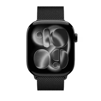 Crong Milano Steel nehrđajući čelični Milanese Loop remen za Apple Watch 38/40/41/42 mm (crni)