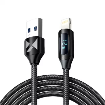 Wozinsky WUALC2 USB-A na Lightning kabel s LED indikatorom, 2,4 A, 2 m, crni