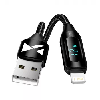 Wozinsky WUALC2 USB-A na Lightning kabel s LED indikatorom, 2,4 A, 2 m, crni