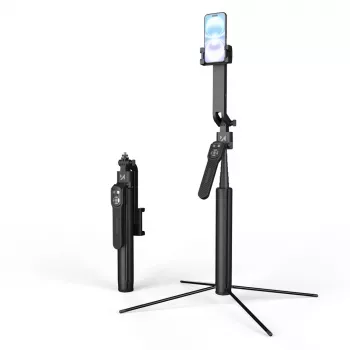 Premium selfie štap Wozinsky WST-360YS 1,8 m s funkcijom stativa, automatskim 360° AI praćenjem lica, upravljanjem gestama - crni