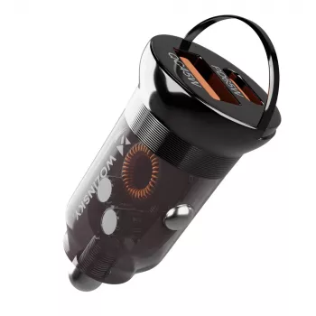 Wozinsky automobilski punjač 65W, USB-C PD 65W / USB-A 45W QC 3.0, crni