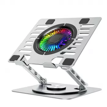 Wozinsky WDCX-X16-AS CoolBase RGB stalak za hlađenje prijenosnog računala i tableta s 360° rotacijom - srebrni