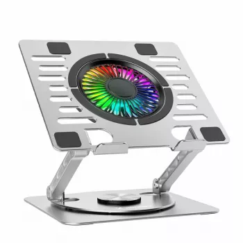 Wozinsky WDCX-X16-AS CoolBase RGB stalak za hlađenje prijenosnog računala i tableta s 360° rotacijom - srebrni