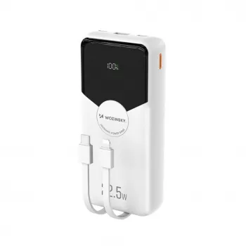 Powerbank Wozinsky WFC-15W 20000mAh 22,5W PD20W s integriranim Lightning i USB-C kabelima - bijeli