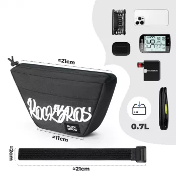 Rockbros G011 Flash Journey torba na upravljaču, trapezoidna, crna