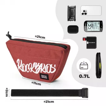 Rockbros G011 Flash Journey torba na upravljaču, trapezoidna, crvena