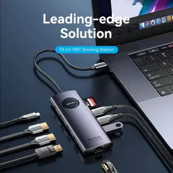 VENTION USB-C 10-u-1 docking stanica 8K 30Hz 100W PD s LED zaslonom