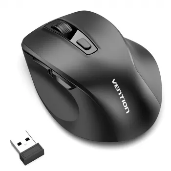 Vention KTMB0 dvomode 2,4GHz + Bluetooth 5.1 bežični optički miš, 6 tipki, 800-2400 DPI, crni