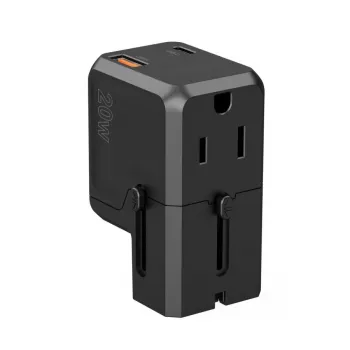 CHOETECH PD6038 38W GaN USB-C punjač s USB-A, izmjenjivim utikačima (EU/US/UK/AU) - crni
