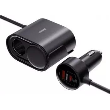Baseus 1for2 punjač za automobil 30W, crni